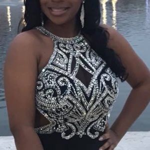 Gorgeous Used PROM Dress Black/Silver/Sequins